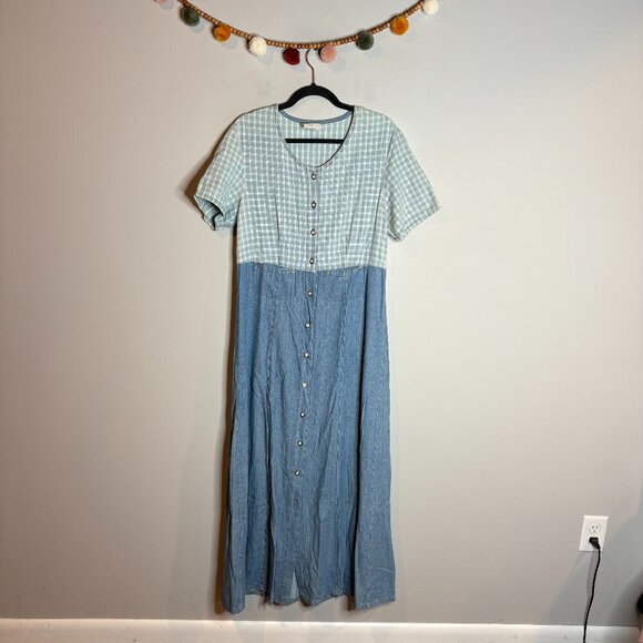 Vintage button down denim maxi dress - Picture 1 of 5